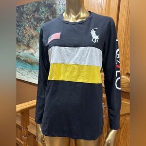 Polo Ralph Lauren Black, White, and Yellow Long Sleeve Tee